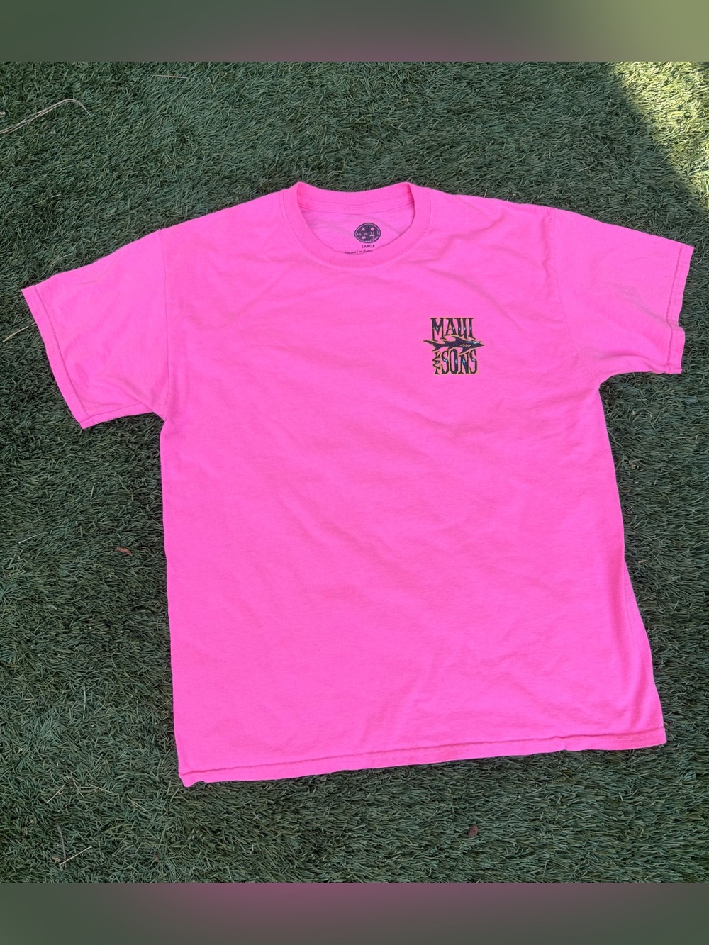 Maui and Sons Neon Pink Short Sleeve Crew T-Shirt